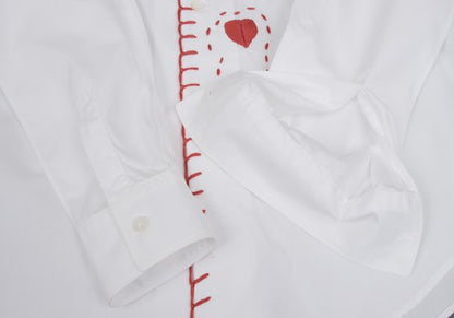 COMME des GARCONS Cotton Round Collar Shirt White Red Size M