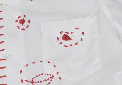 COMME des GARCONS Cotton Round Collar Shirt White Red Size M