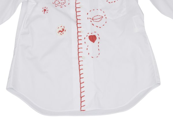 COMME des GARCONS Cotton Round Collar Shirt White Red Size M