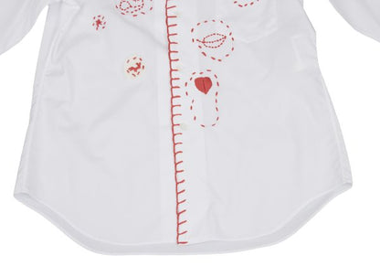 COMME des GARCONS Cotton Round Collar Shirt White Red Size M
