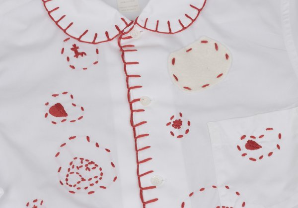 COMME des GARCONS Cotton Round Collar Shirt White Red Size M