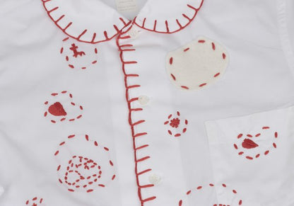 COMME des GARCONS Cotton Round Collar Shirt White Red Size M