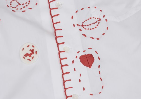 COMME des GARCONS Cotton Round Collar Shirt White Red Size M
