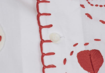 COMME des GARCONS Cotton Round Collar Shirt White Red Size M
