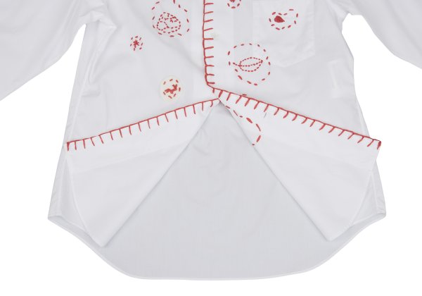 COMME des GARCONS Cotton Round Collar Shirt White Red Size M