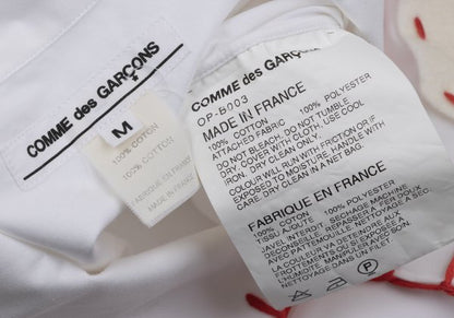 COMME des GARCONS Cotton Round Collar Shirt White Red Size M