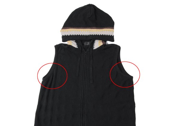 Y's for men Diamond Weave Sleeveless Hoodie Black Size 3