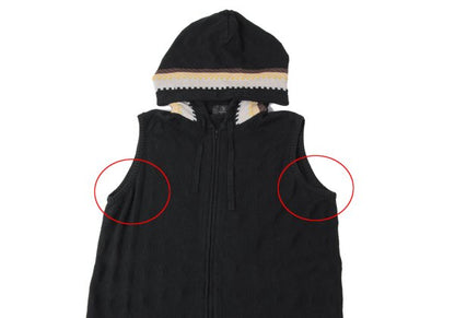 Y's for men Diamond Weave Sleeveless Hoodie Black Size 3