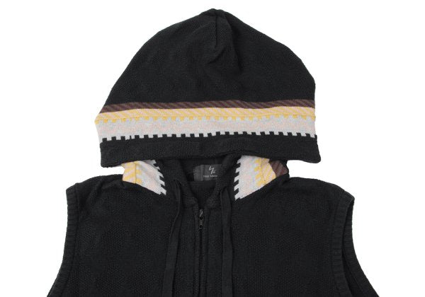 Y's for men Diamond Weave Sleeveless Hoodie Black Size 3