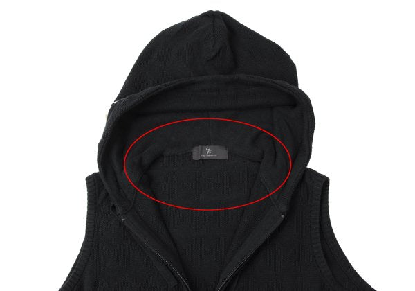 Y's for men Diamond Weave Sleeveless Hoodie Black Size 3