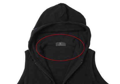 Y's for men Diamond Weave Sleeveless Hoodie Black Size 3