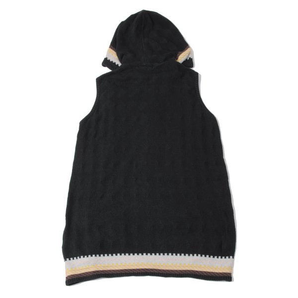 Y's for men Diamond Weave Sleeveless Hoodie Black Size 3