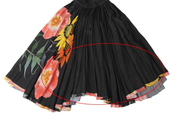 Y's Cupro Floral Print Midi Skirt Black Size 3