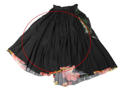 Y's Cupro Floral Print Midi Skirt Black Size 3