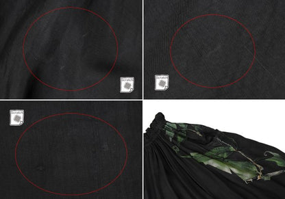 Y's Cupro Floral Print Midi Skirt Black Size 3