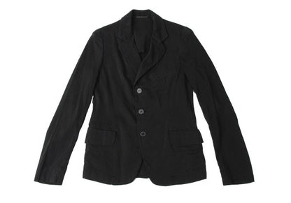 Y's Silk Wool Blend Fulled 3-Button Jacket Black Size 2