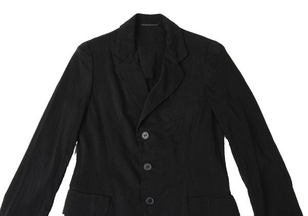 Y's Silk Wool Blend Fulled 3-Button Jacket Black Size 2