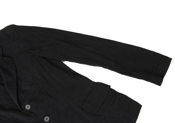 Y's Silk Wool Blend Fulled 3-Button Jacket Black Size 2