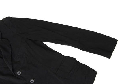 Y's Silk Wool Blend Fulled 3-Button Jacket Black Size 2