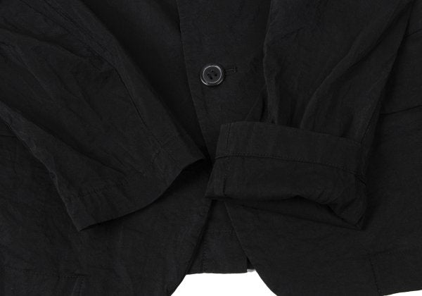 Y's Silk Wool Blend Fulled 3-Button Jacket Black Size 2