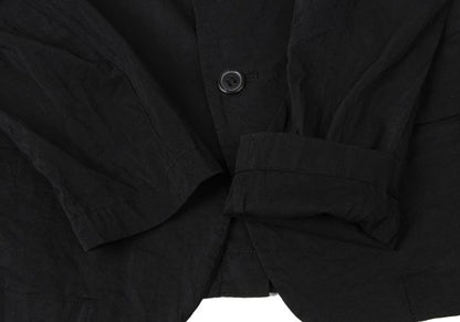 Y's Silk Wool Blend Fulled 3-Button Jacket Black Size 2