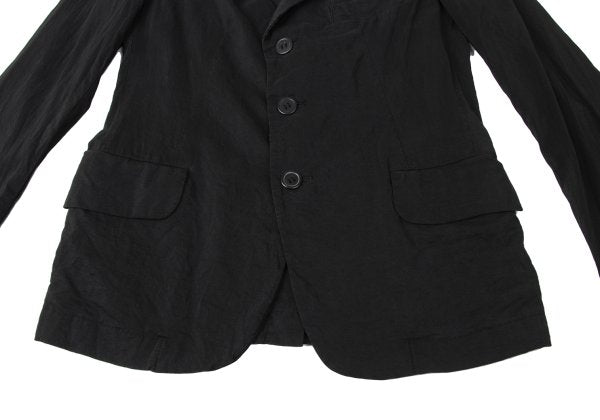 Y's Silk Wool Blend Fulled 3-Button Jacket Black Size 2