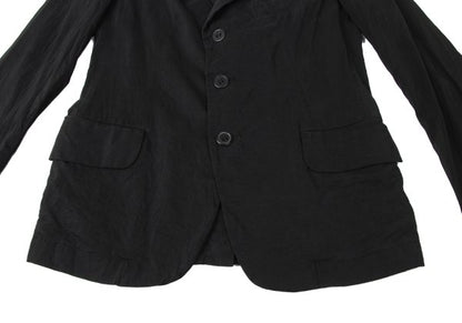 Y's Silk Wool Blend Fulled 3-Button Jacket Black Size 2
