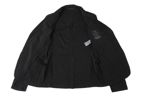 Y's Silk Wool Blend Fulled 3-Button Jacket Black Size 2
