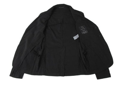 Y's Silk Wool Blend Fulled 3-Button Jacket Black Size 2
