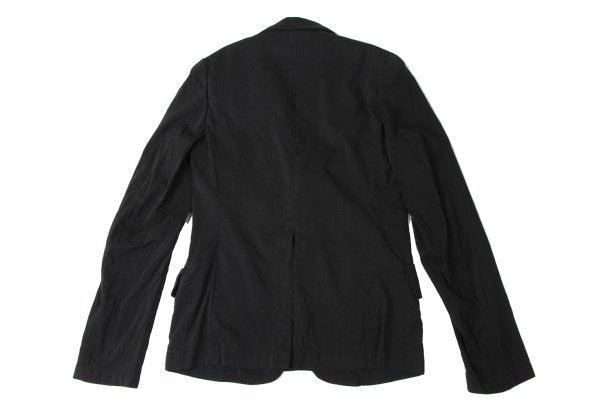Y's Silk Wool Blend Fulled 3-Button Jacket Black Size 2