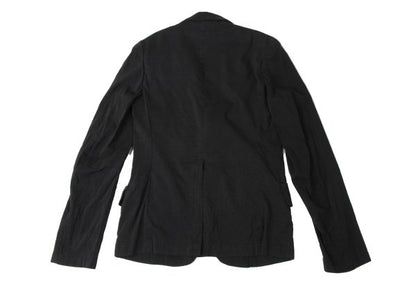 Y's Silk Wool Blend Fulled 3-Button Jacket Black Size 2