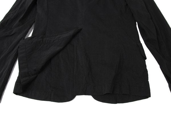 Y's Silk Wool Blend Fulled 3-Button Jacket Black Size 2