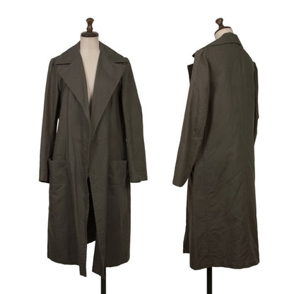 Y's Cotton Linen Buttonless Long Jacket Gray Size 1