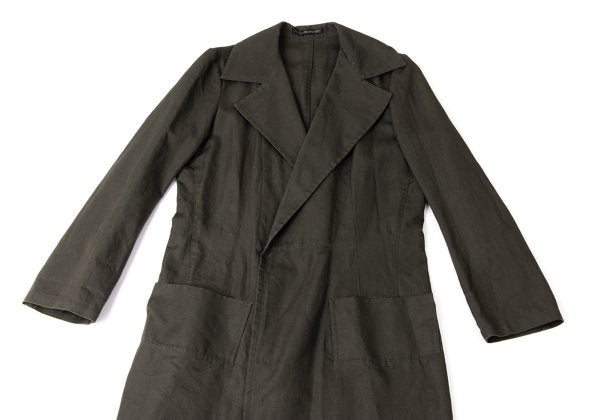 Y's Cotton Linen Buttonless Long Jacket Gray Size 1