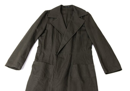 Y's Cotton Linen Buttonless Long Jacket Gray Size 1