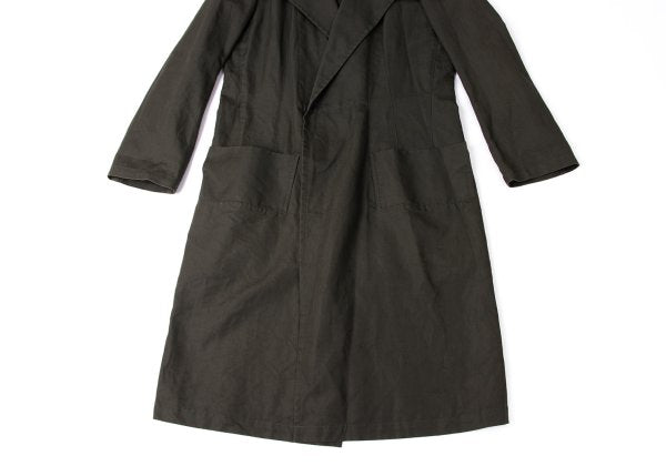 Y's Cotton Linen Buttonless Long Jacket Gray Size 1