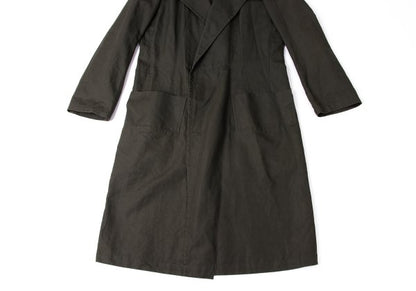 Y's Cotton Linen Buttonless Long Jacket Gray Size 1