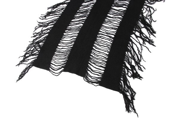 Y's Fringe Knit Scarf Black
