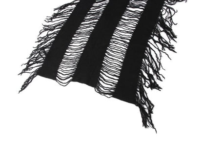 Y's Fringe Knit Scarf Black