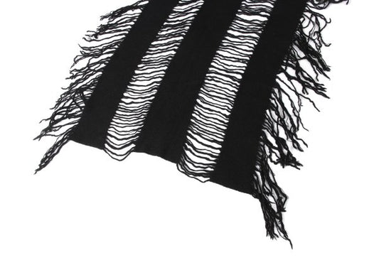 Y's Fringe Knit Scarf Black