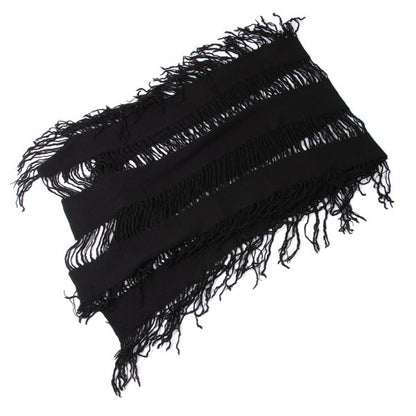 Y's Fringe Knit Scarf Black