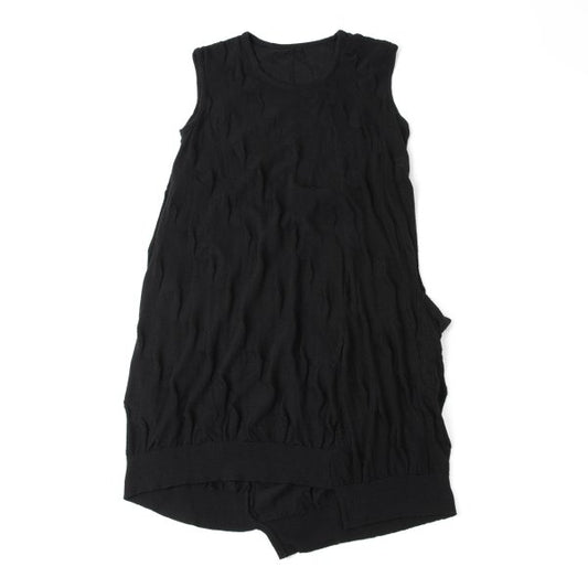 Y's Cotton Dot Jacquard Sleeveless Tunic Black Knit Size 2