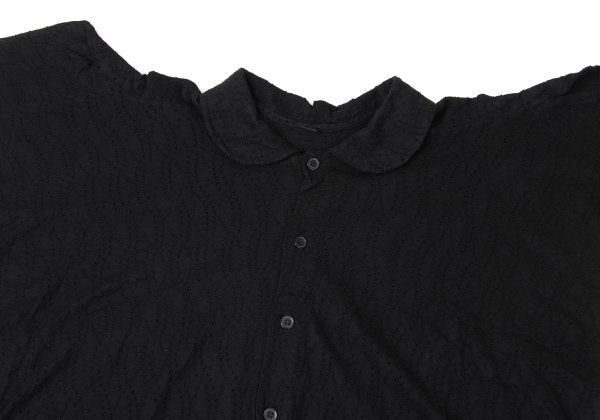 Y's Cotton Lace Design Round Collar Blouse Black Size 2