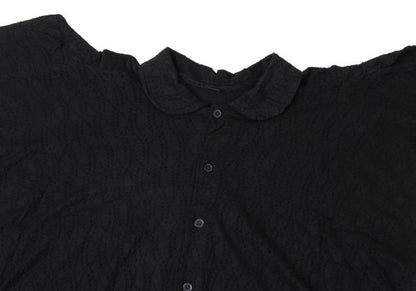 Y's Cotton Lace Design Round Collar Blouse Black Size 2