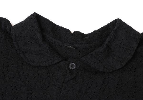 Y's Cotton Lace Design Round Collar Blouse Black Size 2
