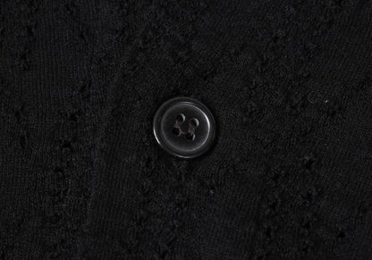 Y's Cotton Lace Design Round Collar Blouse Black Size 2