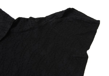 Y's Cotton Lace Design Round Collar Blouse Black Size 2