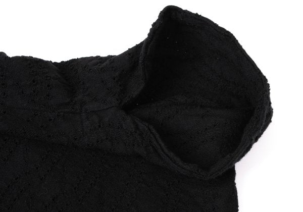Y's Cotton Lace Design Round Collar Blouse Black Size 2