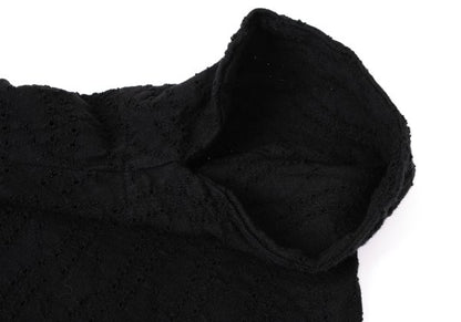 Y's Cotton Lace Design Round Collar Blouse Black Size 2