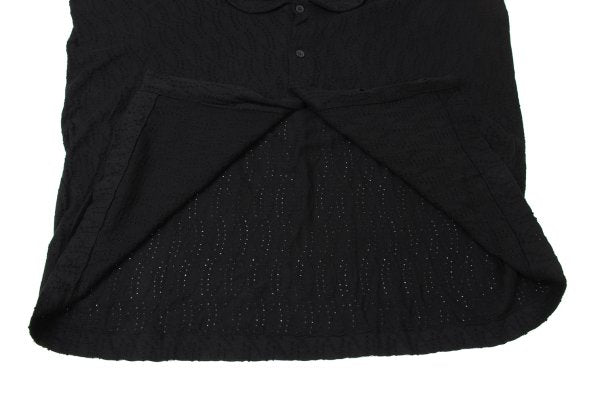 Y's Cotton Lace Design Round Collar Blouse Black Size 2
